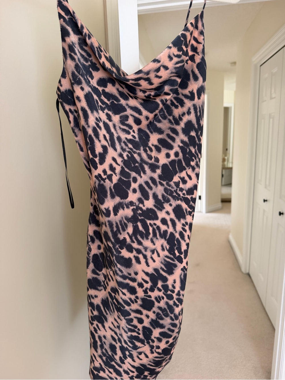 Topshop Pink and Navy Leopard Slip Dress